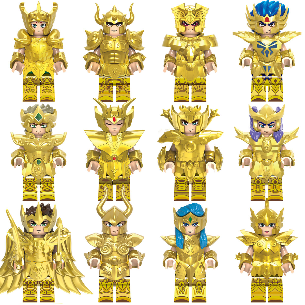 圣斗士星矢黄道十二宫12星座第三方拼装积木人仔玩具cq17