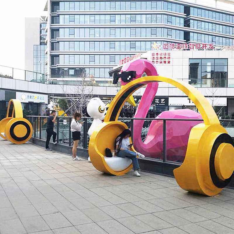 玻璃钢座椅商场耳机造型坐凳户外商业步行街电玩城美陈休闲椅定制