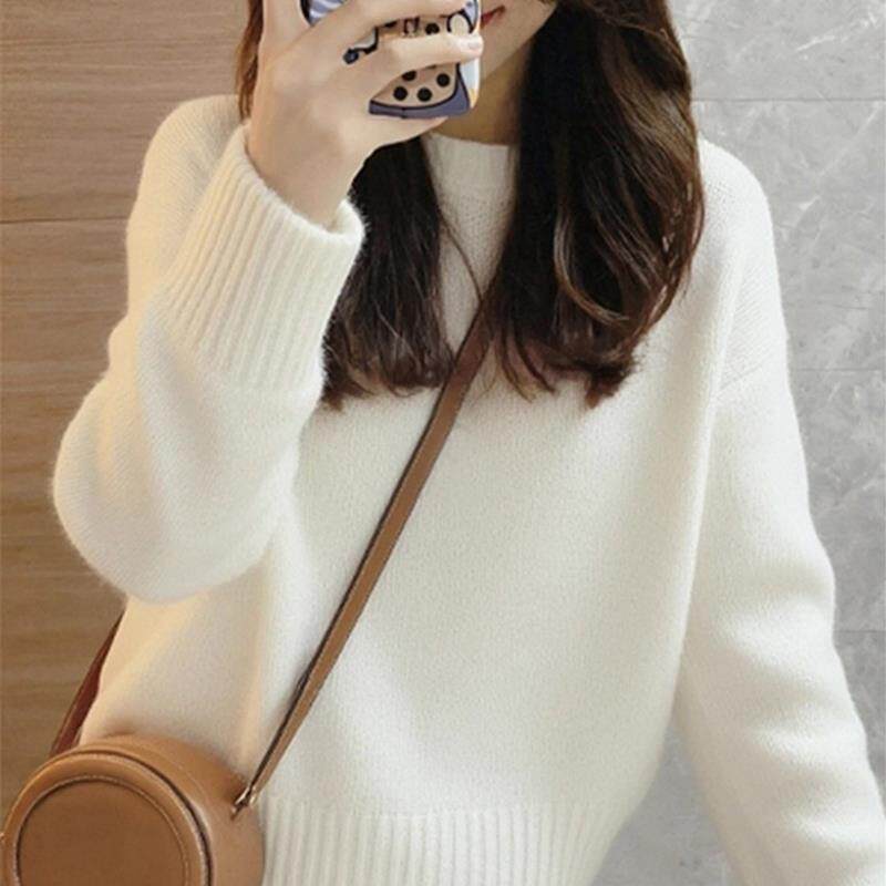 白色小香风针织衫毛衣女2026秋冬新款慵懒风高级感毛衣可外穿内搭