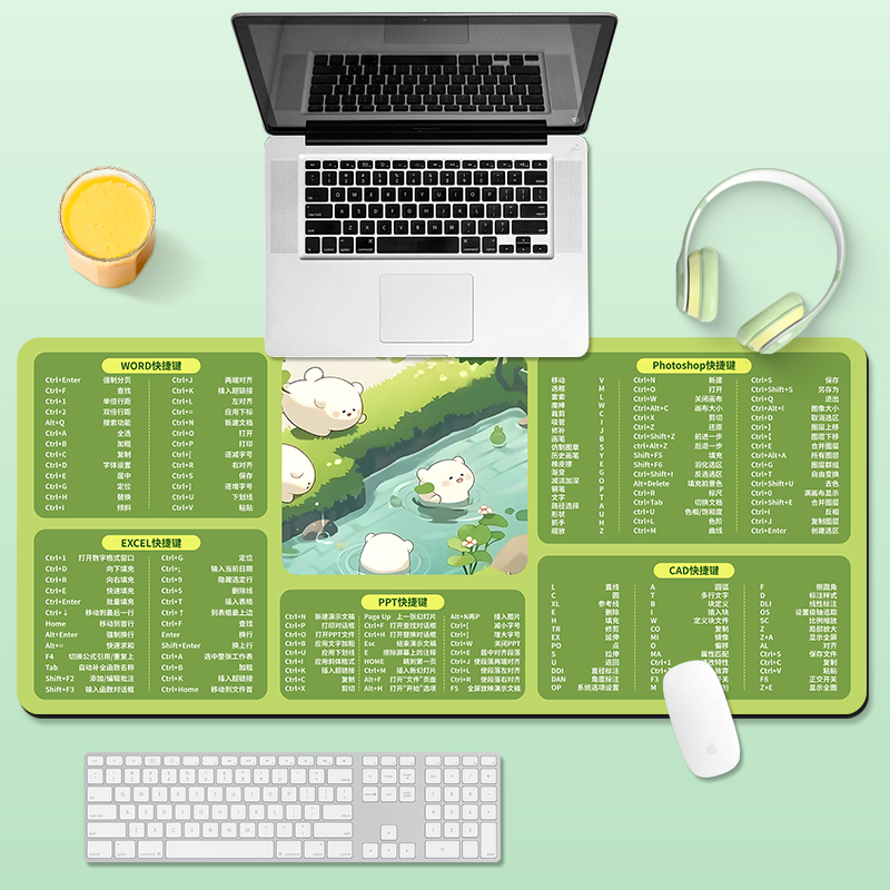 治愈系快捷键大全鼠标垫家用办公桌面延长垫笔记本电脑键盘手托垫