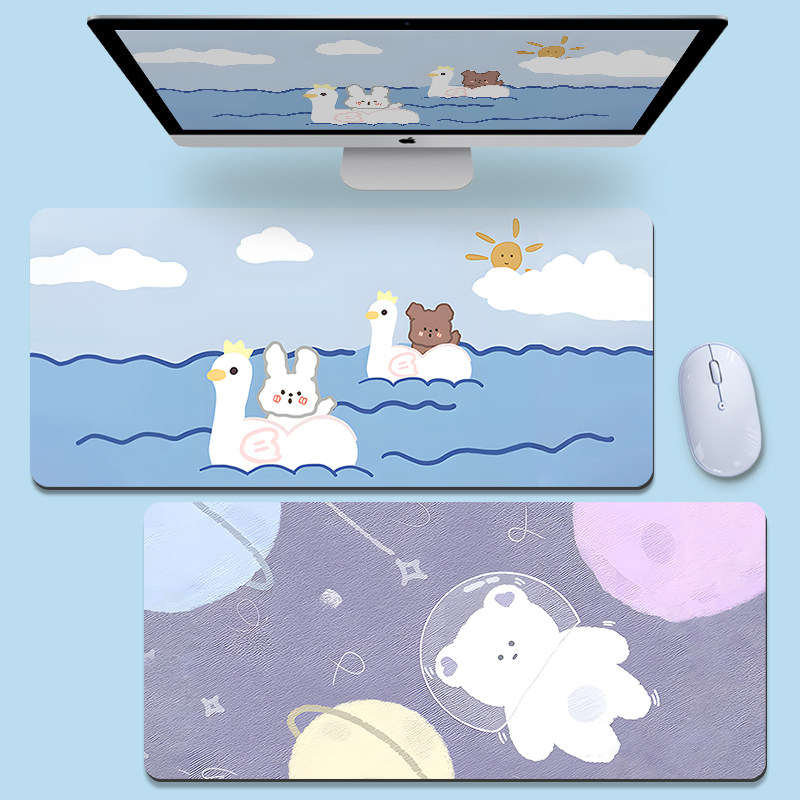 ins风鼠标垫超大加厚电脑桌垫可爱卡通笔记本键盘桌面垫广告定制