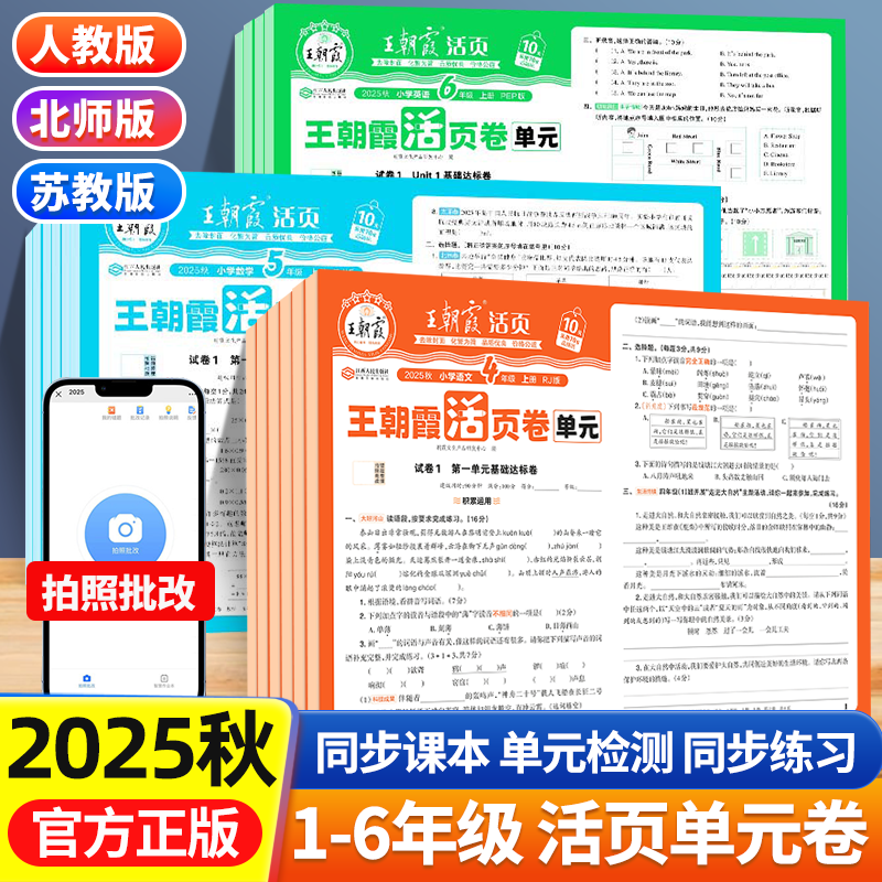 当天发王朝霞2025活页卷1-6年级