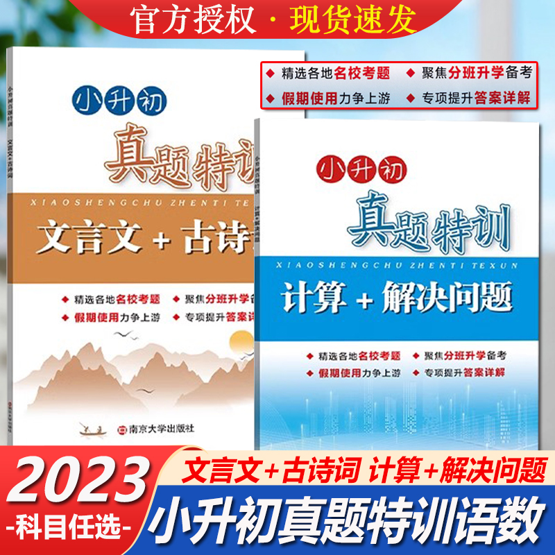 新版小升初真题特训计算+解决问题文言文+古诗词全套小学升初中训练练习 精选各地名校考题聚焦分班升学备考专项提升答案详解