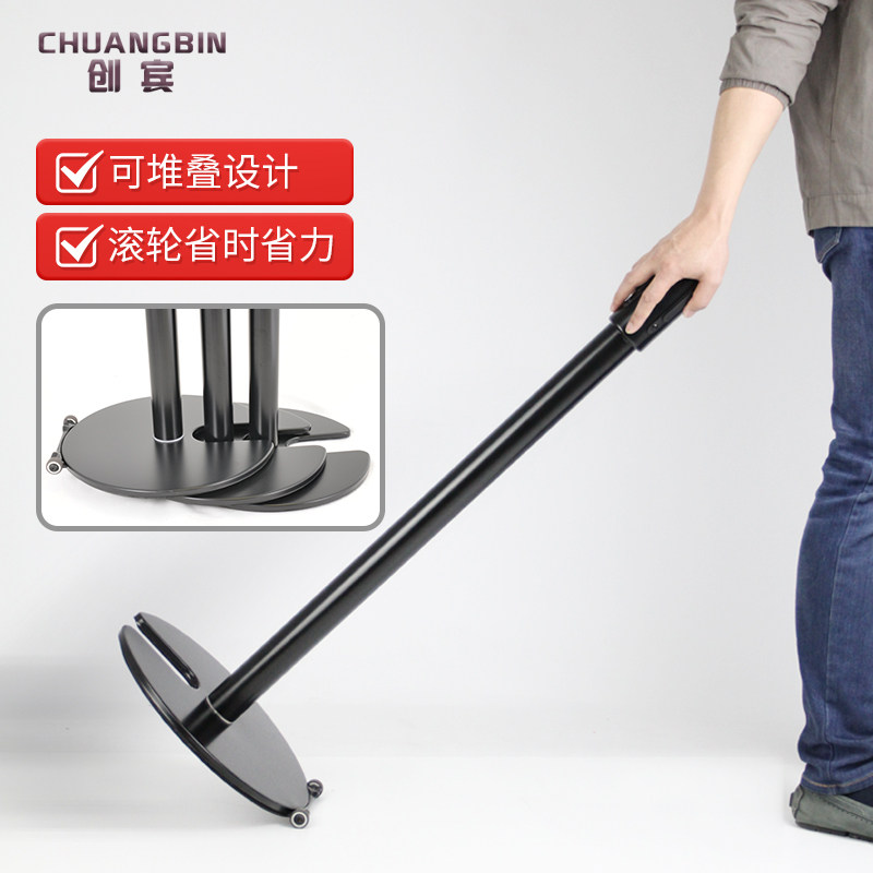 创宾U型底一米线栏杆座机场排队护栏不锈钢可叠式伸缩警戒隔离带