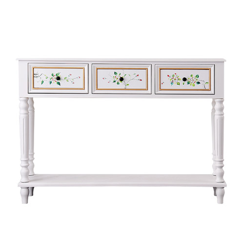 实木玄关柜美式入户玄关桌置物柜客厅靠墙隔断柜走廊正对门长条桌