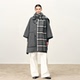秀场同款 Fabrique挪威森林灰色羊毛大衣格纹斗篷外套2025新款