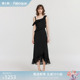 Fabrique桑蚕丝不对称荷叶边真丝连衣裙女夏季 吊带鱼尾裙 新品