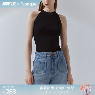 无袖 Fabrique BASIC纯色圆领插肩背心夏季 修身 女 打底衫