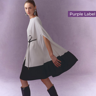 【吴敏霞同款】 Fabrique商场同款 紫标船领斗篷式礼服连衣裙裙子