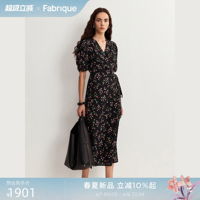 Fabrique松露薄脆收腰茶歇连衣裙