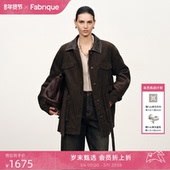 Fabrique纯棉灯芯绒擦色翻领收腰猎装 夹克棉服外套女2025年冬新品
