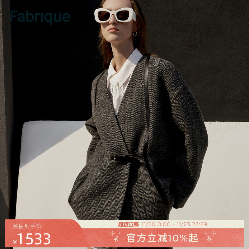 Fabrique羊毛混纺短款大衣