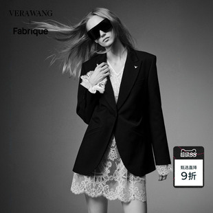 【江语晨同款】Fabrique x Vera Wang羊毛收腰权力黑色西装外套女