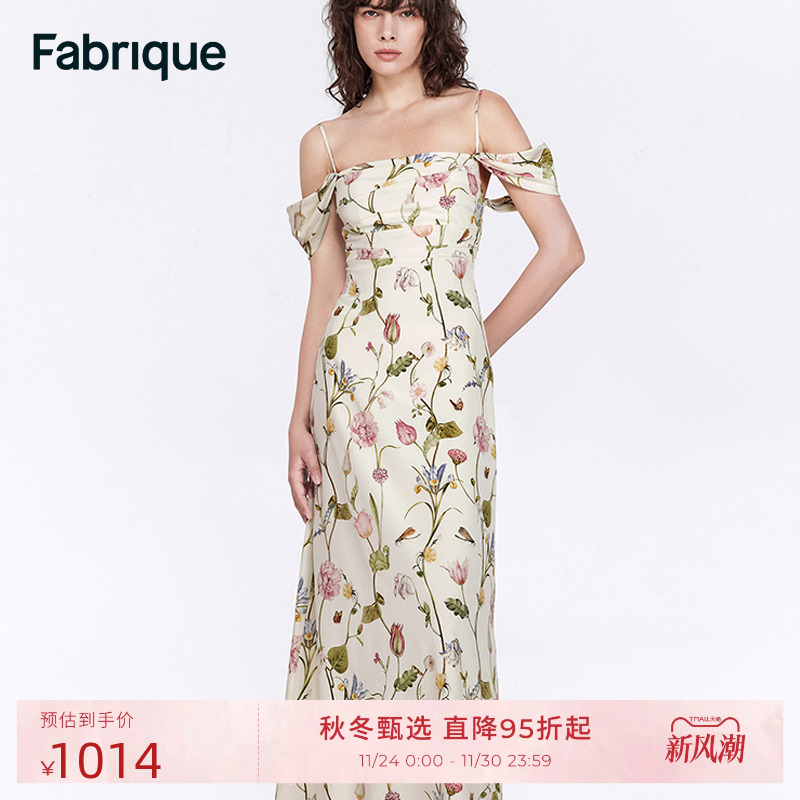 Fabrique5A级桑蚕丝郁花园连衣裙