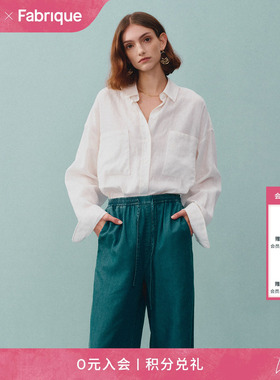 Fabrique ESSENTIAL25年新品法式薄透纯亚麻白色宽松衬衫淡人穿搭