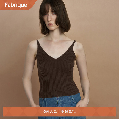 Fabrique Essential摩卡棕100%山羊绒针织吊带背心女冬季新品