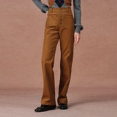 裤 Fabrique焦糖棕灯芯绒法式 子女 2025年冬季 新品 微喇叭修身 休闲裤