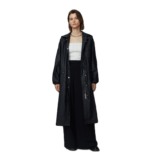 Fabrique宽松版型纯棉涂层都市户外工装长款连帽风衣女秋新品