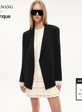 VeraWang薄醋酸女士黑西装外套