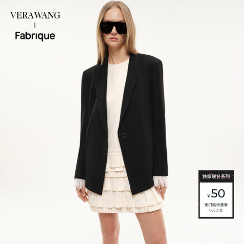 VeraWang薄醋酸女士黑西装外套