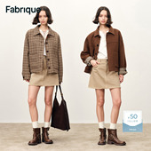 Fabrique正反两穿复古羊毛格纹夹克短款 翻领厚外套女新款