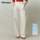 女2026年春夏新品 Fabrique 白色纯棉撞色绣线阔腿弯刀宽松牛仔裤