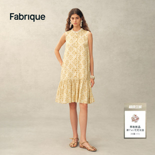 Fabrique 开罗砖纹印花亚麻通勤宽松田园女连衣裙2026年早秋新品