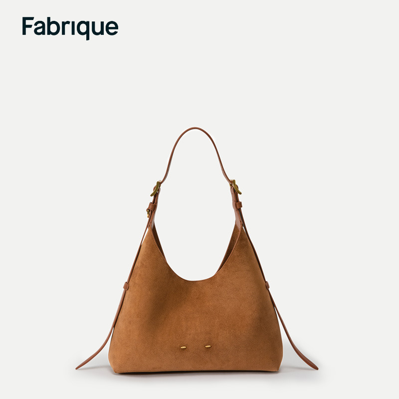 FABRIQUE棕色绒面牛皮女包