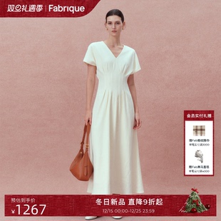 长裙子女 新品 Fabrique轻薄泡芙感棉微弹白色连衣裙夏装 2025年秋季