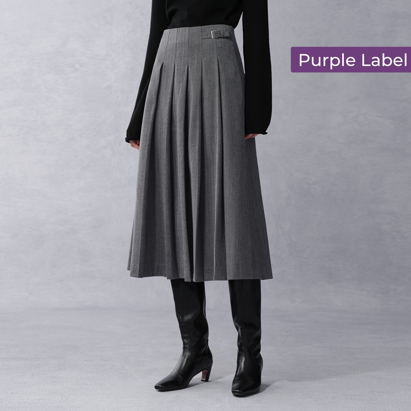 【商场同款】Fabrique紫标 精纺羊毛百褶半裙2025年冬季新品2025