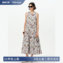 Fabrique巴洛克玫瑰荷叶边印花无袖 棉真丝长裙 连衣裙2025夏季 新品