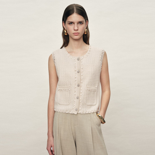 Fabrique 多色手工钩针花边肌理感针织马甲背心女2026年早春新品