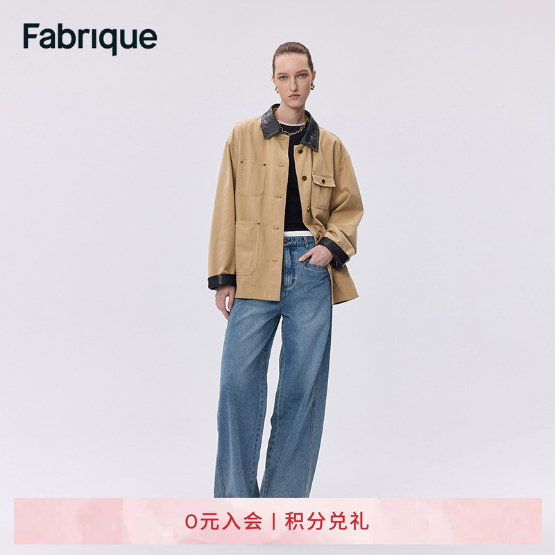 巴恩风秋季皮领工装外套猎装夹克