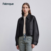 皮衣短外套 皮革夹克女2023秋冬新款 Fabrique 短款