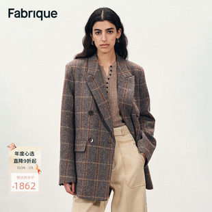 外套女2025年冬季 毛呢西装 Fabrique复古格纹修身 新品 贝卡同款