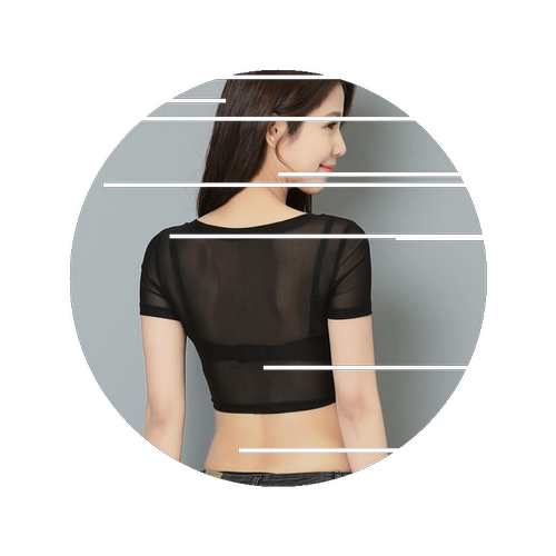2026春夏低领半身t恤女高腰半截网纱打底衫性感内衣新品洋气小衫