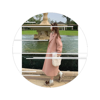 粉色双面羊绒大衣女2025秋冬新款韩系宽松中长款赫本风羊毛呢外套