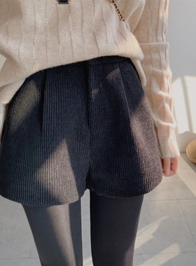 打底直筒2025新款秋短裤子款外穿宽松灯芯绒阔腿冬季女雪尼尔高腰