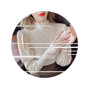 2026春秋新款时尚半高领泡泡灯笼袖针织打底衫女气质内搭毛衣上衣