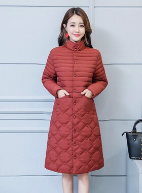 韩版显瘦秋冬大码中长款2026修身时尚外套羽绒棉服轻薄新款女棉衣
