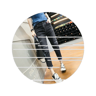 弹力九分老爹裤八分裤潮牛仔裤女2026春秋新款韩版高腰破洞哈伦裤