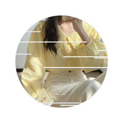 法式衬衫春秋女Chic设计感衬衣长袖娃娃领上衣小众复古奶甜奶黄色