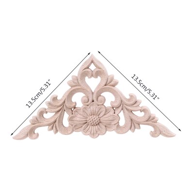 4pcs Wood Carved Unpainted European Flower Onlay Applique Co