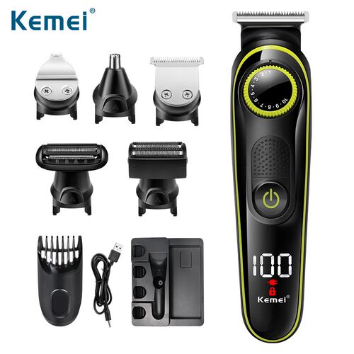 Kemei 5 in 1 LCD Hair Trimmer Household Electric Hair Clippe