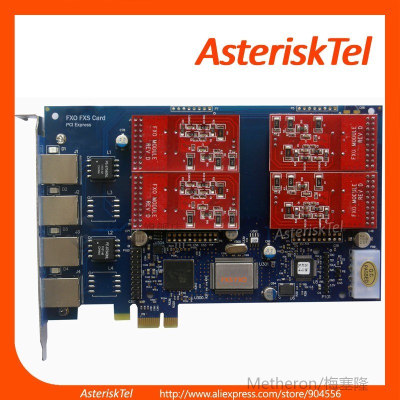 Asterisk card with 4 FXO port,FXO card PCI-E,Elastix ,Freepb