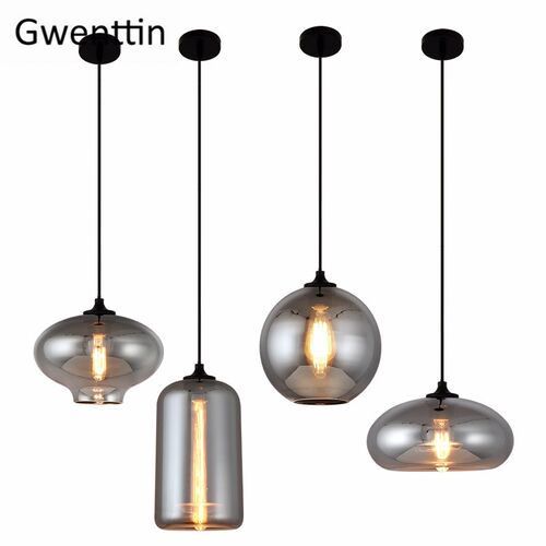 Modern Smoke Gray Glass Pendant Lights for Living Room Nordi