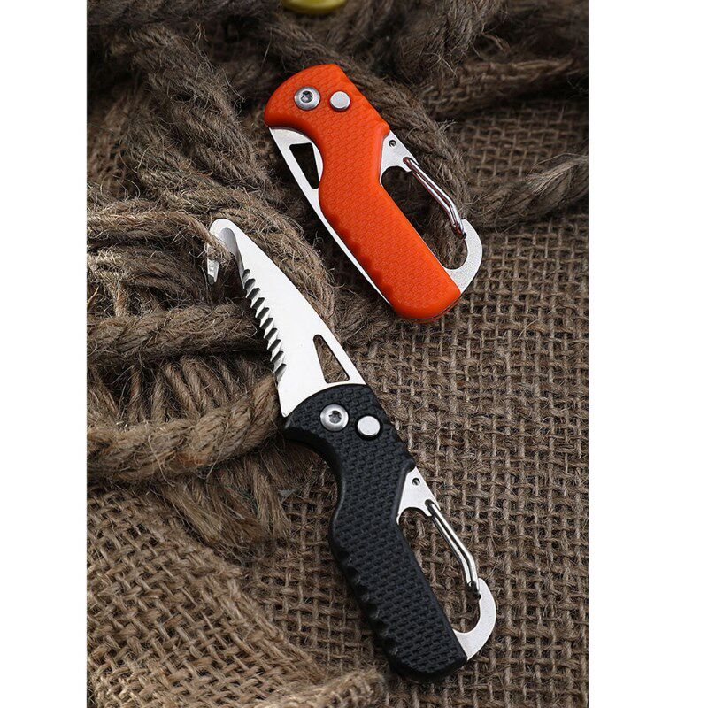 Folding Knife with Keychain Serrated Hook ,Pocket Hunting Kn