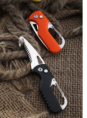 Folding Knife with Keychain Serrated Hook ,Pocket Hunting Kn