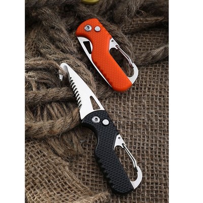 Folding Knife with Keychain Serrated Hook ,Pocket Hunting Kn