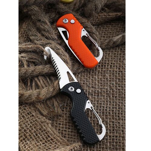 Folding Knife with Keychain Serrated Hook ,Pocket Hunting Kn